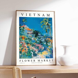 Vietnam Flower Market Poster, Vietnam Print, Vietnamese Floral Wall Art, Vietnam Floral Decor, Botanical Poster, Southeast Asia Travel Art