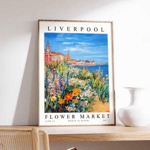 Liverpool Flower Market Poster, Liverpool Print, English Floral Wall Art, Liverpool Floral Decor, Botanical Poster, England Travel Print