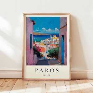 Paros Poster, Greece Travel Print, Cyclades Wall Art, Aegean Decor, Greek Island Gift, Mediterranean Beach Print, Greece Travel Art