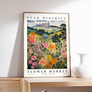Peak District Flower Market Poster: English Floral Wall Art
