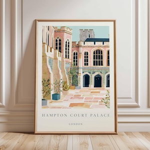 Hampton Court Palace Poster, London Travel Poster, Royal Palace Wall Art, Hampton Court Print, UK Landmark Poster, British Heritage Art