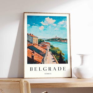 Belgrade Poster, Serbia Travel Print, Belgrade Fortress Print, Balkan City Wall Art, Danube River Print, European City Decor