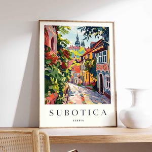 Póster de Subotica, Impresión de viaje a Serbia, Arte mural de Voivodina, Decoración urbana de Serbia, Póster de viaje de Subotica, Póster de Serbia, Arte de viaje por Europa