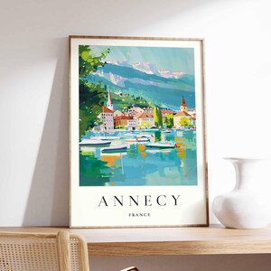 Annecy Poster, France Travel Print, French Alps Wall Art, Lake Annecy Decor, Scenic Town Poster, European Landscape Print, Europe Travel Art