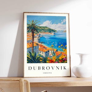 Póster de Dubrovnik, impresión de viaje a Croacia, impresión del casco antiguo, arte mural de la costa adriática, impresión de las murallas de la ciudad, decoración de la ciudad europea, regalo de viaje a Croacia