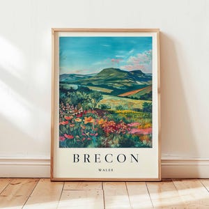 Brecon Poster, Wales Travel Print, Brecon Beacons Wall Art, UK Travel Decor, Welsh Town Poster, Brecon Mountain Print, Wales Travel Art