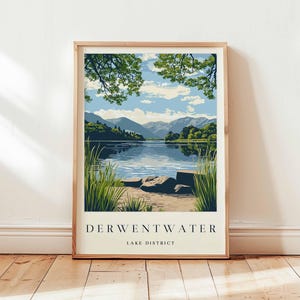 Derwentwater Poster, Lake District Travel Print, Cumbria Wall Art, UK Travel Decor, Landscape Print, Lake District Poster, UK Travel Art
