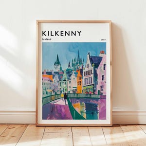 Kilkenny Poster, Ireland Travel Print, European Wall Art, Medieval Decor, Kilkenny Travel Gift, Cityscape Print, Ireland Travel Art