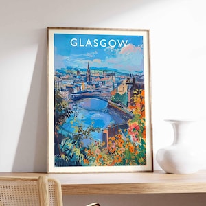 Glasgow Poster, Glasgow Scotland Print, City Wall Art, Glasgow Decor, Glasgow Skyline Poster, Scotland Print, Glasgow Art Print