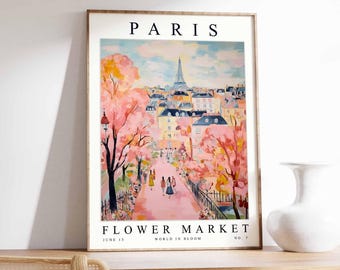 Paris Flower Market Poster: French Floral Botanical Print
