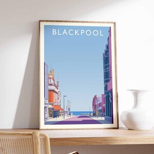 Blackpool Poster, England Travel Print, Lancashire Wall Art, Blackpool Seaside Decor, UK Beach Gift Art, Blackpool Tower Print, UK Poster