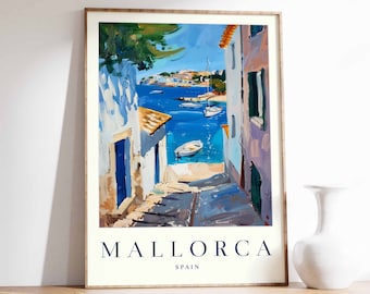 Mallorca Travel Poster: Mediterranean Sea Print, Spain Wall Art