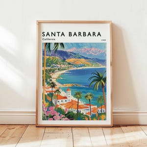 Santa Barbara Poster, California Travel Print, USA Wall Art, Coastal Decor, Santa Barbara Travel Gift, Beach Print, California Travel Art