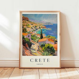 Crete Poster, Greece Travel Print, Mediterranean Island Wall Art, Crete Travel Decor, Beach Art, Greek Island Print, Greece Travel Art