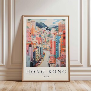 Hong Kong Poster, China Travel Print, Asia Wall Art, Skyline Decor, Hong Kong Travel Gift, Cityscape Print, China Travel Art