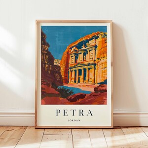 Petra Poster, Jordan Travel Print, Middle East Wall Art, Ancient City Decor, World Wonder Gift, Desert Landscape Print, Jordan Travel Art