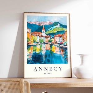 Annecy Poster, France Travel Print, French Alps Wall Art, Lake Annecy Decor, Scenic Town Poster, European Landscape Print, Europe Travel Art
