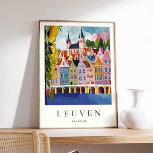 Plakat z Leuven w Belgii: Flamandzka architektura, podróże artystyczne