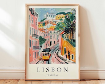 Lisbon Portugal Travel Poster: Vibrant European City Wall Art