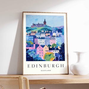 Affiche d'Édimbourg, impression d'Écosse, art mural d'Édimbourg, décor de carte de la ville d'Édimbourg, impression minimaliste d'Édimbourg, affiche de voyage écossaise