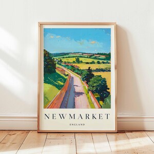 Newmarket Poster, England Travel Print, Suffolk Wall Art, Horse Racing Decor, British Travel Gift, Historic Town Print, England Travel Art