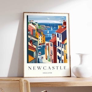 Newcastle poster, UK print, Newcastle wall art, Newcastle city map decor, minimalist Newcastle poster, British skyline print