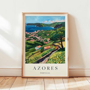 Azoren Poster, Portugal Reise Poster, Atlantikinsel Wandkunst, Natur Dekor, Azoren Reise Poster, Europäische Inseln, Portugal Poster