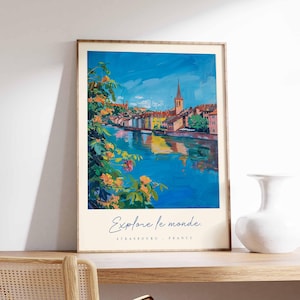 Straßburg Poster, Frankreich Reisedruck, Altstadt Kunstdruck, Frankreich Elsass Dekor, Europäische Architektur Wandkunst, Frankreich Reisegeschenk