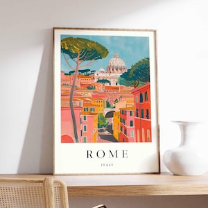 Rome poster, Italy print, Rome wall art, Rome city map decor, minimalist Rome poster, black and white prints, Rome skyline artwork