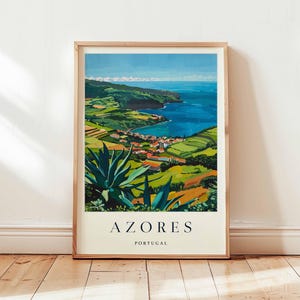 Azoren Poster, Portugal Reise Poster, Atlantikinsel Wandkunst, Natur Dekor, Azoren Reise Poster, Europäische Inseln, Portugal Poster
