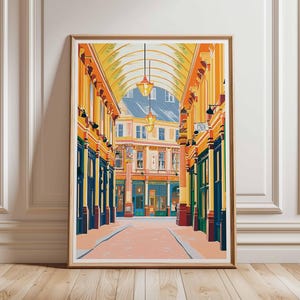Leadenhall Market Poster, London Travel Poster, Leadenhall Wall Art, Historic London Market Print, UK City Poster, London Heritage Art