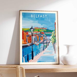 Belfast Poster, Northern Ireland Travel Print, UK City Wall Art, Belfast Travel Decor, Titanic Quarter Gift Art, European City Print