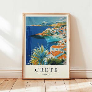 Crete Poster, Greece Travel Print, Mediterranean Island Wall Art, Crete Travel Decor, Beach Art, Greek Island Print, Greece Travel Art