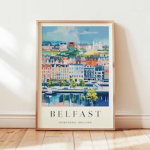 Belfast Poster, Northern Ireland Travel Print, UK City Wall Art, Belfast Travel Decor, Titanic Quarter Gift Art, European City Print