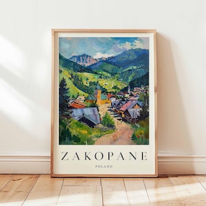 Zakopane Poster, Poland Travel Print, Tatra Mountains Wall Art, Ski Resort Decor, European Travel Gift, Mountain Print, Poland Travel Art