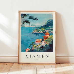 Xiamen Poster, China Travel Print, Fujian Wall Art, Coastal City Decor, Xiamen Travel Gift, Asian City Print, China Travel Art