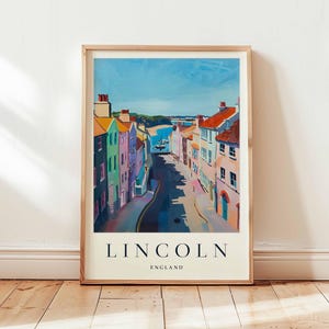 Lincoln Poster, England Travel Print, Lincolnshire Wall Art, Cathedral Decor, UK Travel Gift, Historic City Print, UK Travel Art