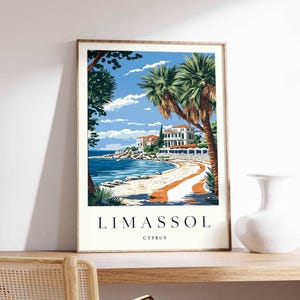 Limassol Poster, Cyprus Travel Print, Cypriot City Wall Art, Mediterranean Decor, Limassol Wall Art, Cyprus Coastal Print, Europe Travel Art