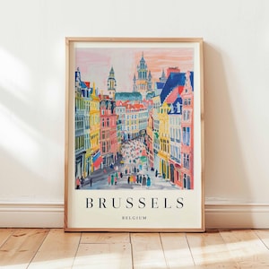 Brussels Poster, Belgium Travel Print, European Wall Art, Grand Place Decor, Brussels Travel Art, European Print, Belgium Poster
