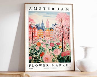 Amsterdam Blumenmarkt Poster: Holländische Blumenreisekunst