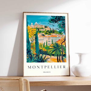 Affiche Montpellier, impression voyage en France, décoration française, affiche de voyage en Europe, art mural européen, cadeau Montpellier, affiche de voyage Montpellier