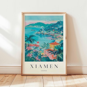Xiamen Poster, China Travel Print, Fujian Wall Art, Coastal City Decor, Xiamen Travel Gift, Asian City Print, China Travel Art