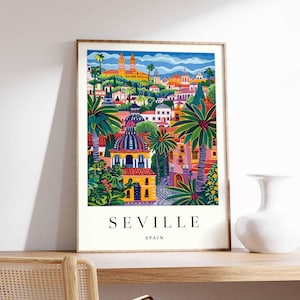 Póster de Sevilla, Póster de España, Arte mural de Sevilla, Impresión española, Impresión de Sevilla, Decoración de Andalucía, Decoración de Sevilla, Arte mural de España