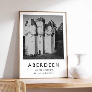 Affiche Aberdeen, impression Ecosse, art mural Aberdeen, affiche paysage urbain, décoration Aberdeen, impression écossaise, impression Aberdeen, art mural écossais