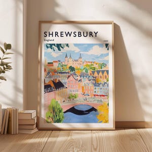 Shrewsbury Poster, UK Print, Shrewsbury Wall Art, Shrewsbury Decor, Shrewsbury Print, Historic Town Art, Shrewsbury Gift