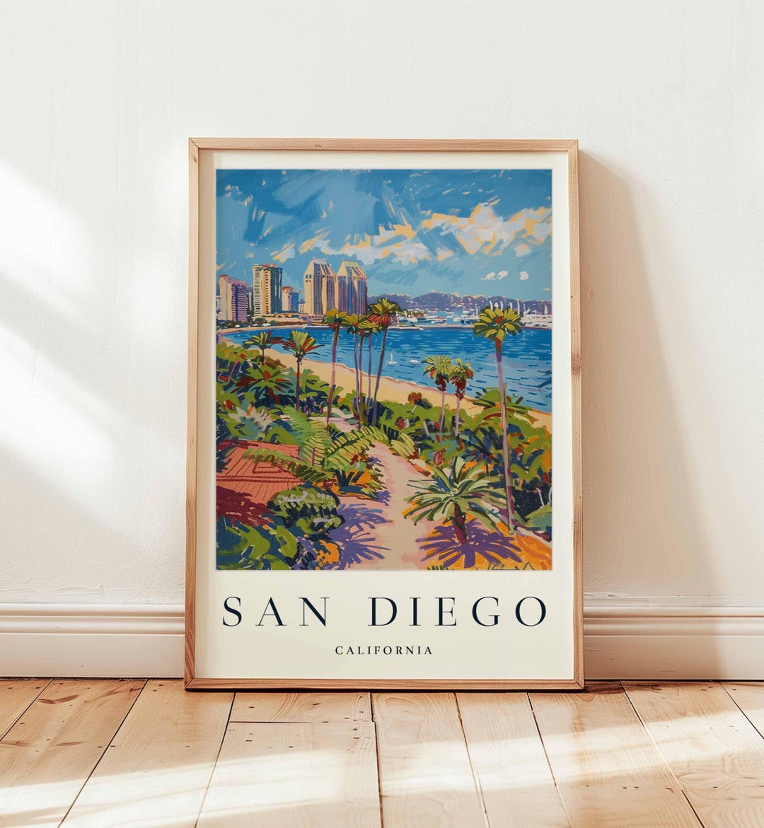 San Diego Poster, California Travel Print, USA Wall Art, Beach City ...
