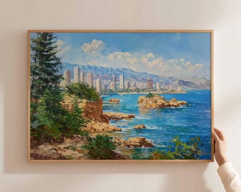Poster con paesaggio urbano di Beirut: arte di viaggio in Libano, decorazioni del Medio Oriente