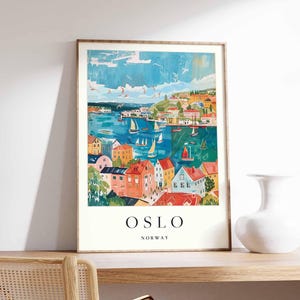 Póster de Oslo, impresión de Noruega, arte mural de Oslo, decoración con el mapa de la ciudad de Oslo, póster minimalista de Oslo, impresión del horizonte escandinavo, arte mural de viaje de Oslo