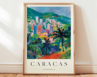Caracas Venezuela Travel Poster: South America Cityscape Wall Art