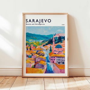 Sarajevo Poster, Bosnia and Herzegovina Travel Print, European Wall Art, Cityscape Decor, Sarajevo Travel Gift, Bosnia and Herzegovina Art